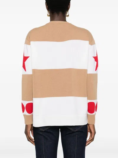 Max Mara Dirce Striped Wool And Cashmere Sweater In Neutral