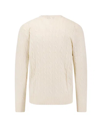 Polo Ralph Lauren Classic Cable-knit Sweater With Ribbed Hem And Embroidered Logo In Neutral