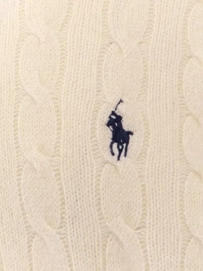 Polo Ralph Lauren Classic Cable-knit Sweater With Ribbed Hem And Embroidered Logo In Neutral