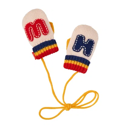 Miki House Wool-blend Initials Mittens In Multi