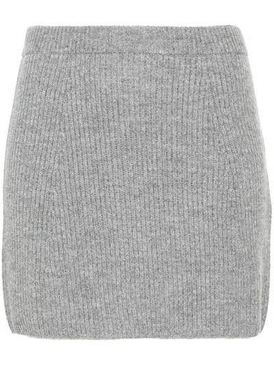 Sportmax Cashmere Blend Skirt Elastic Waistband In Gray
