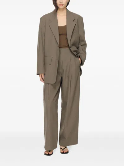 Studio Nicholson Wool Single-breasted Blazer Jacket In Brown