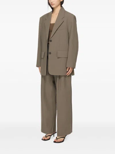 Studio Nicholson Wool Single-breasted Blazer Jacket In Brown