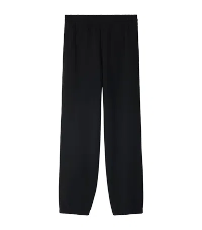 Burberry Check Label Cotton Jogging Pants In Black