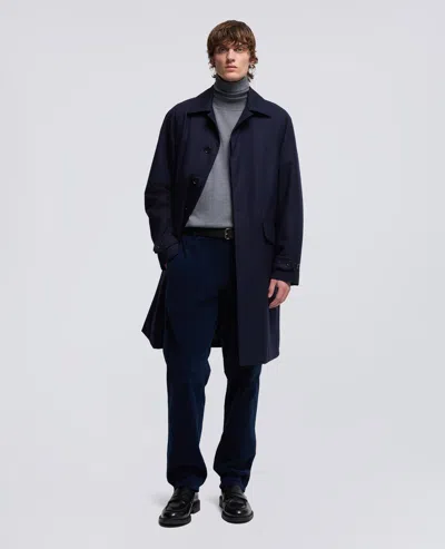 Aspesi Wright Wool Twill Raincoat In Blue