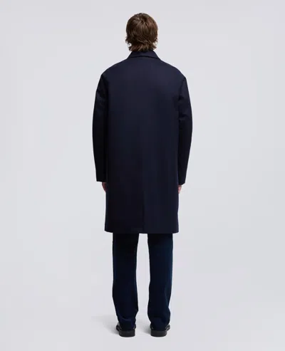 Aspesi Wright Wool Twill Raincoat In Blue