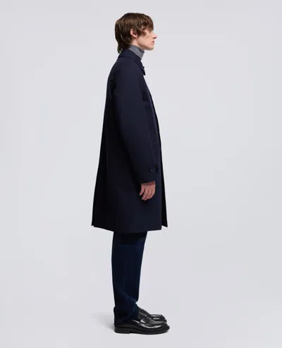 Aspesi Wright Wool Twill Raincoat In Blue