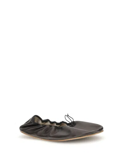 The Row 10mm Hereditas Leather Ballerina Flats In Black
