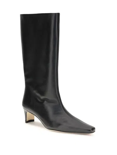 Staud 55mm Mid-calf Length Leather Boots In Black