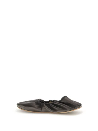 The Row 10mm Hereditas Leather Ballerina Flats In Black