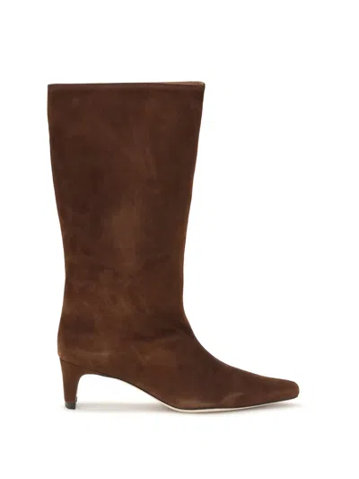Staud Suede Wally Boots In Brown