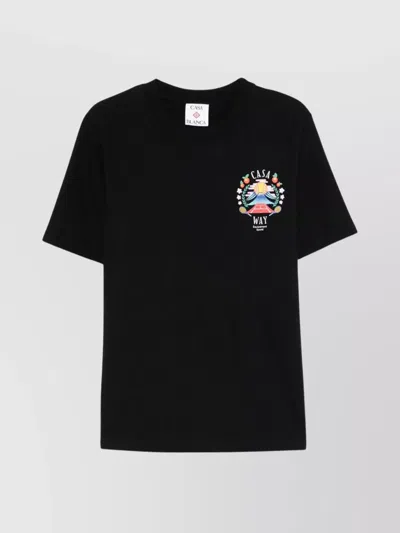 Casablanca Graphic Emblem T-shirt In Soft Organic Cotton In Black