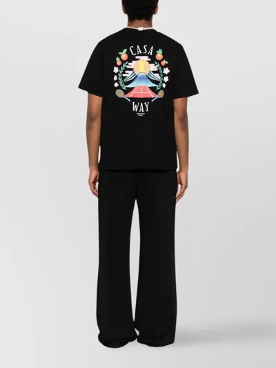 Casablanca Graphic Emblem T-shirt In Soft Organic Cotton In Black