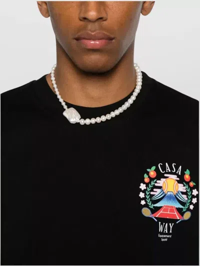 Casablanca Graphic Emblem T-shirt In Soft Organic Cotton In Black