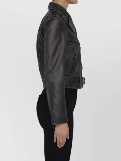 Golden Goose Deluxe Brand Cracked Effect Leather Biker Jacket In Black