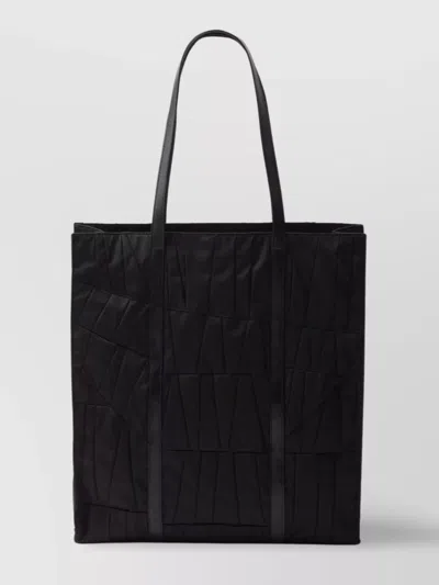 Prada Patch Embroidered Quilted Tote Bag In Black