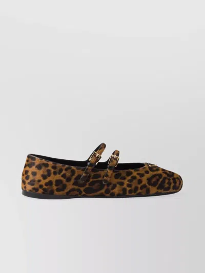 Prada Printed Leather Ballet Flats In Animal Print