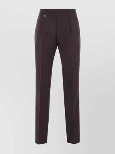 Prada Trousers With Belt Loops And Pleated Front In Brown