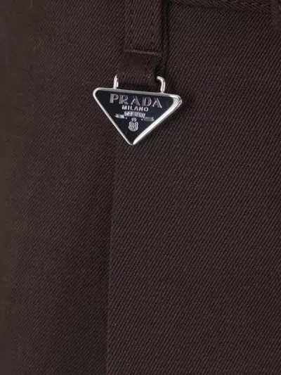 Prada Trousers With Belt Loops And Pleated Front In Brown
