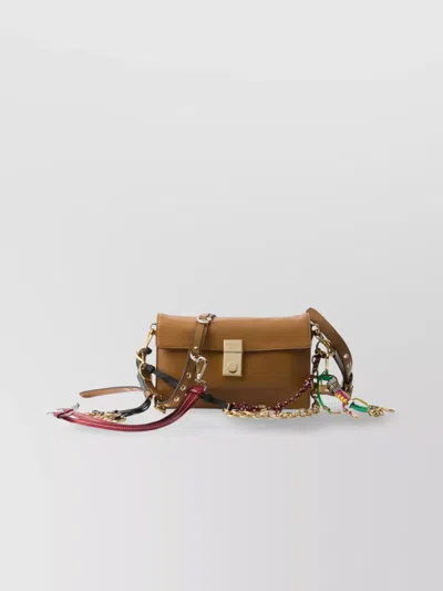 Prada Whispering Calfskin Cross-body Bag In Brown
