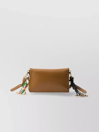Prada Whispering Calfskin Cross-body Bag In Brown