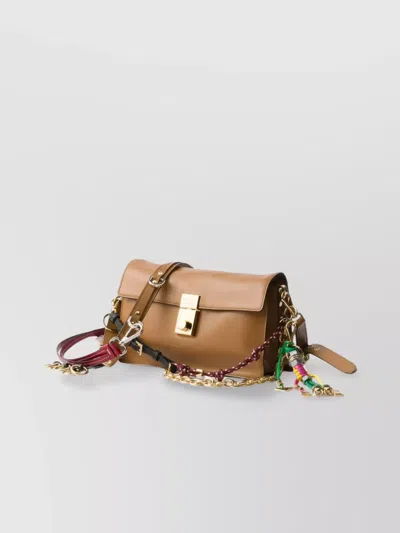 Prada Whispering Calfskin Cross-body Bag In Brown