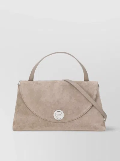 Coccinelle Dove Grey Suede Leather Shoulder Bag In Gray