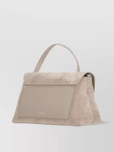 Coccinelle Dove Grey Suede Leather Shoulder Bag In Gray