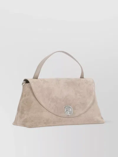 Coccinelle Dove Grey Suede Leather Shoulder Bag In Gray