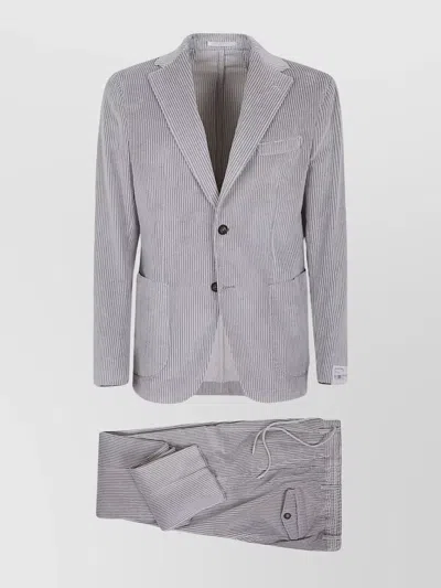 Eleventy Fitted Blazer With Back Vent And Drawstring Waist In Gray