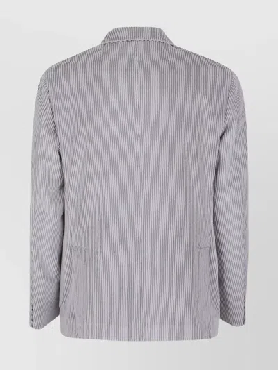 Eleventy Fitted Blazer With Back Vent And Drawstring Waist In Gray