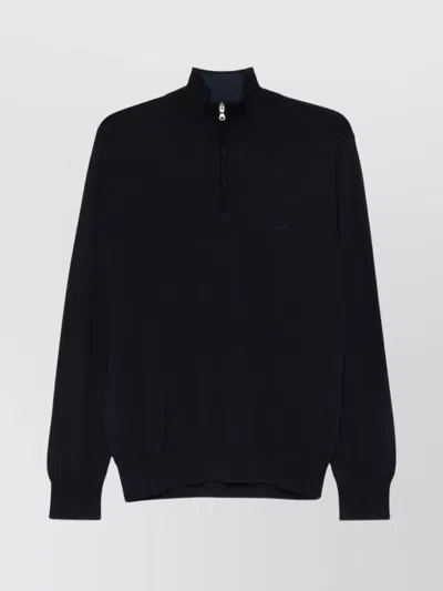 Paul & Shark Half-zip Sweater In Cotton And Cashmere In Black
