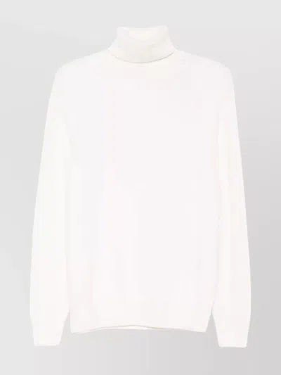 Paul & Shark High Neck Ribbed Sweater In White