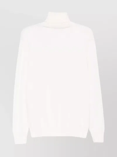 Paul & Shark High Neck Ribbed Sweater In White