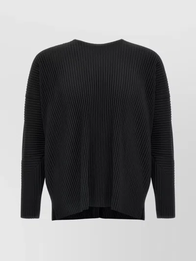 Issey Miyake September Knitwear Long Sleeve Sweater In Black