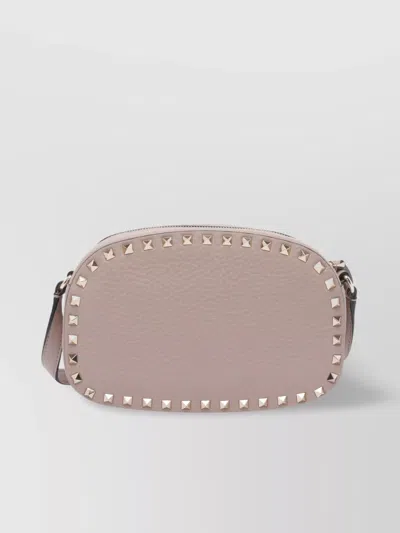 Valentino Garavani Chain Strap Studded Pebbled Texture Cross-body Bag In Gray
