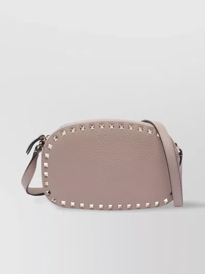 Valentino Garavani Chain Strap Studded Pebbled Texture Cross-body Bag In Gray