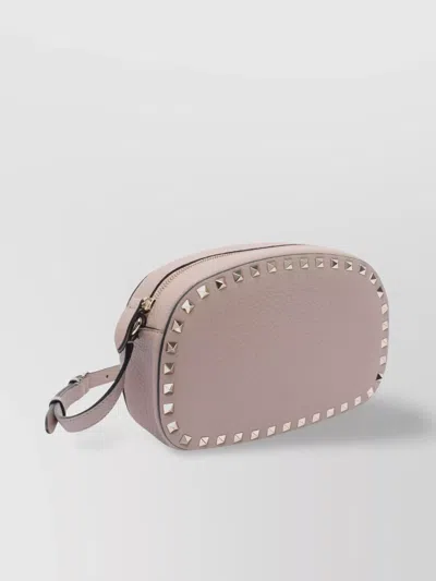 Valentino Garavani Chain Strap Studded Pebbled Texture Cross-body Bag In Gray