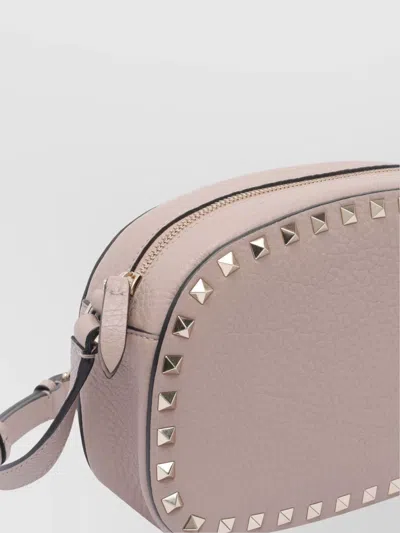 Valentino Garavani Chain Strap Studded Pebbled Texture Cross-body Bag In Gray