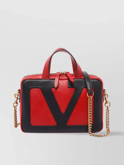 Valentino Shoulder Bag With Chain Strap And Double Handle In Red