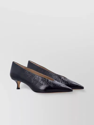Le Monde Beryl Le Monde Béryl Pointed Toe Pumps With Crocodile Textured Finish In Black