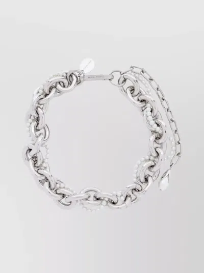 Simone Rocha Chunky Chain Necklace Pearl Flower In Silver