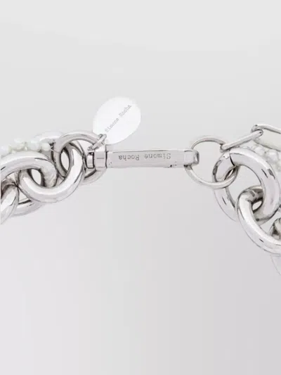 Simone Rocha Chunky Chain Necklace Pearl Flower In Silver