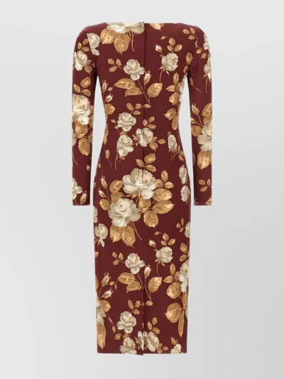 Dolce & Gabbana Dolce&gabbana Burgundy Satin Dress With Floral Print Women In Multi