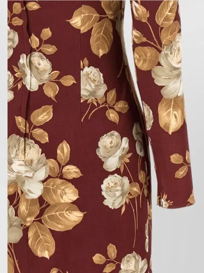 Dolce & Gabbana Dolce&gabbana Burgundy Satin Dress With Floral Print Women In Multi