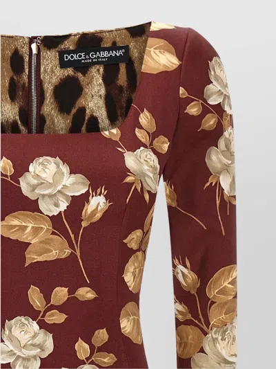 Dolce & Gabbana Dolce&gabbana Burgundy Satin Dress With Floral Print Women In Multi