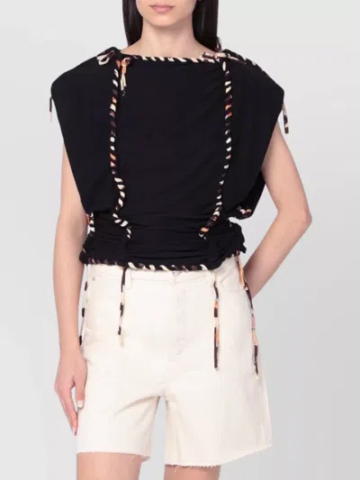 Isabel Marant Zohra Relaxed Fit Cotton Top With Drawstring In Black