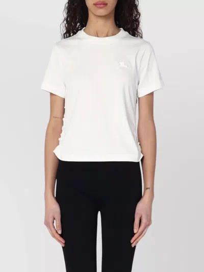 Burberry Ruched Check-ties Short-sleeve T-shirt In Chalk