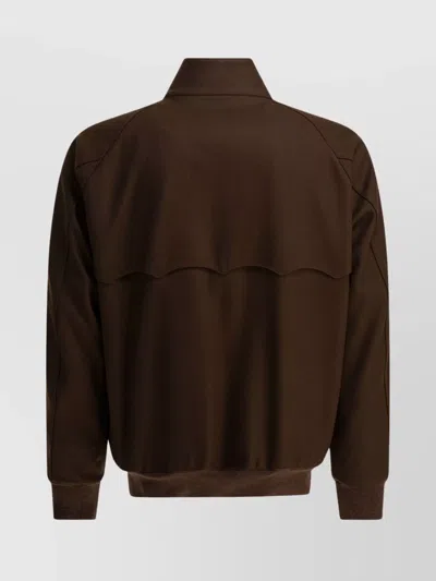 Baracuta Melton Bomber Jacket Collar Button In Brown