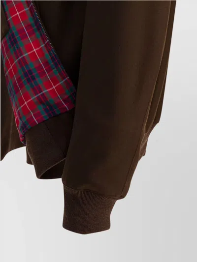 Baracuta Melton Bomber Jacket Collar Button In Brown